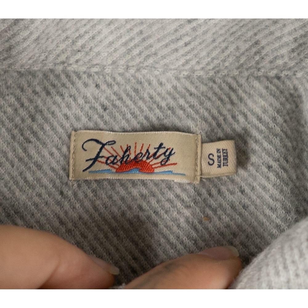 Faherty Mens Knit Button Down Shirt Long Sleeve Grey Small Stretch Coastal image 2